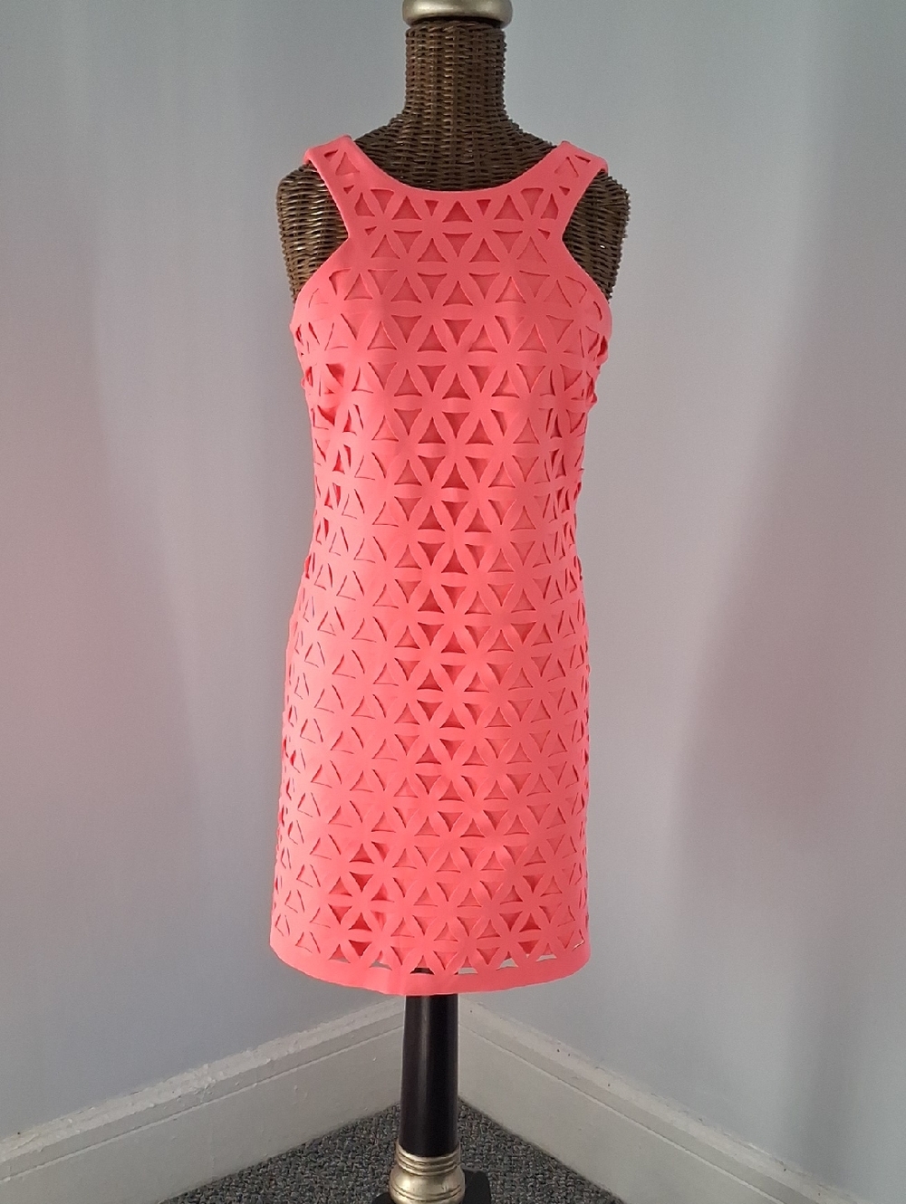 Women's Coral Laser-Cut Mini Dress